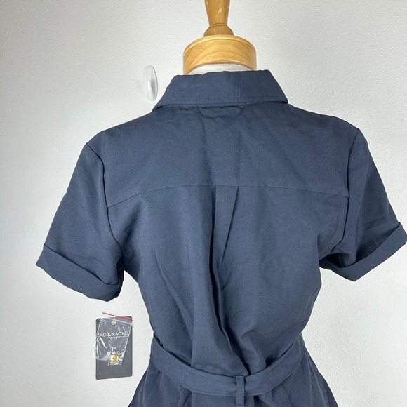 Navy Utility Shirt Dress Belted Pockets Safari Police Military Cosplay Costume - Picture 8 of 15